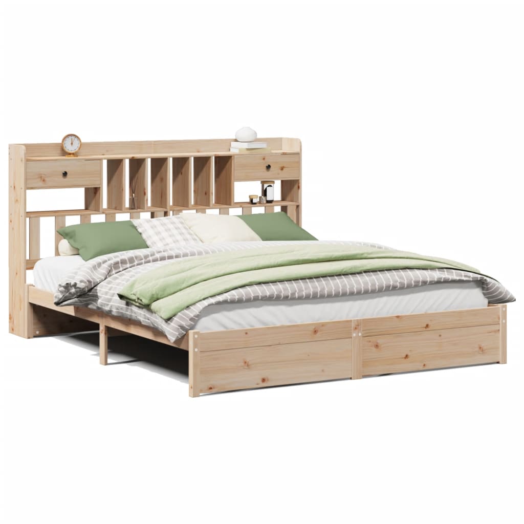 vidaXL Cama con estantería sin colchón madera maciza de pino 180x200cm