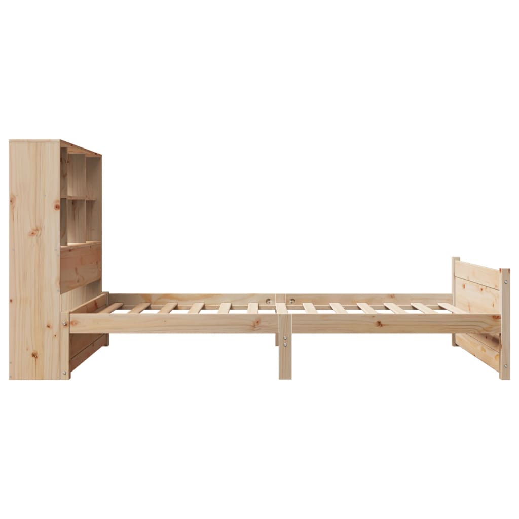 vidaXL Cama con estantería sin colchón madera maciza de pino 75x190 cm