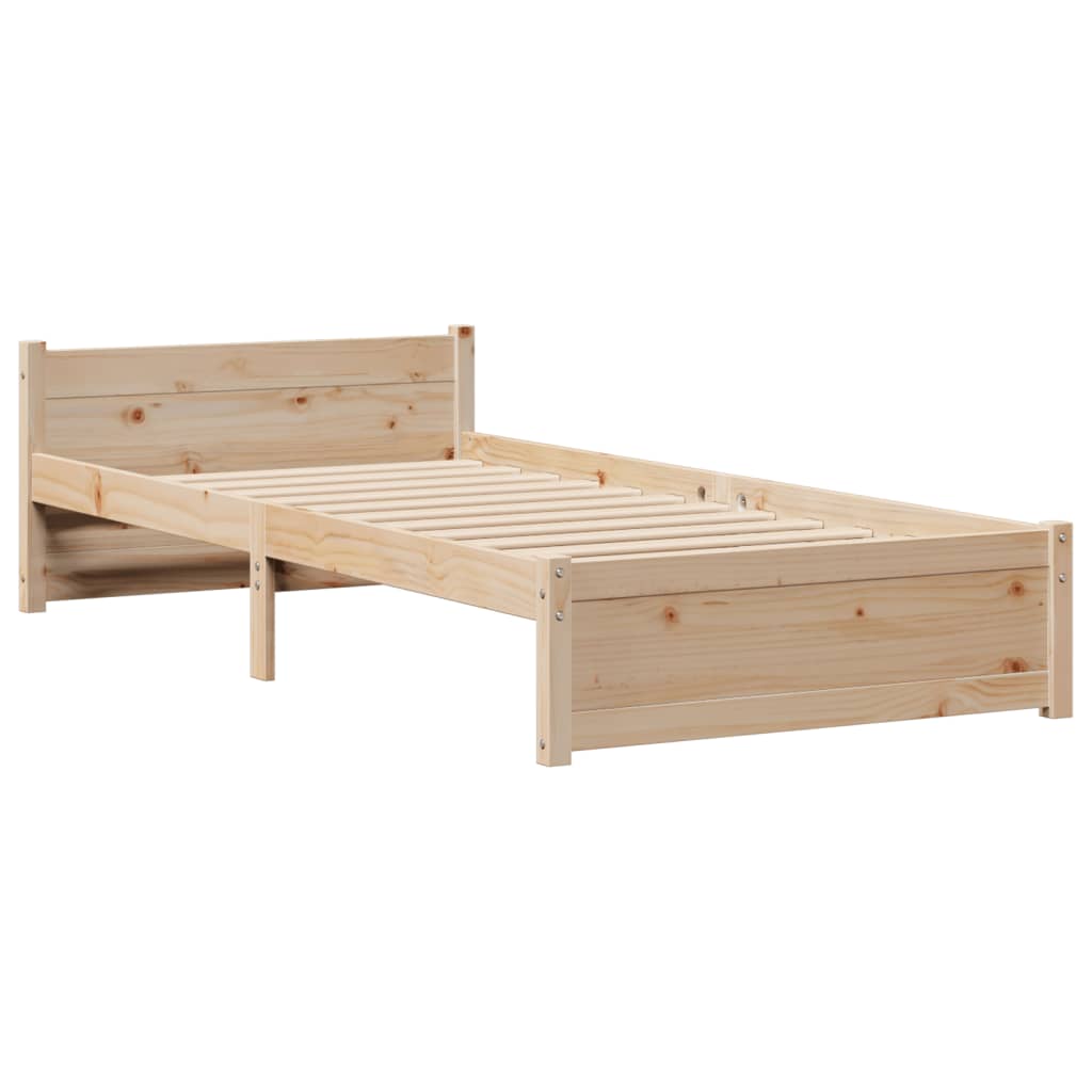 vidaXL Cama con estantería sin colchón madera maciza de pino 75x190 cm