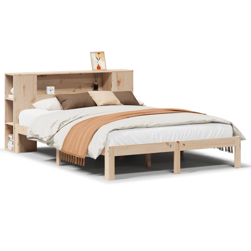 vidaXL Cama con estantería sin colchón madera maciza de pino 135x190cm