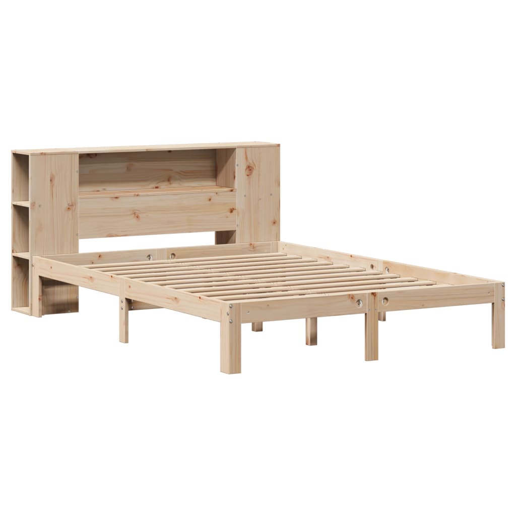 vidaXL Cama con estantería sin colchón madera maciza de pino 135x190cm