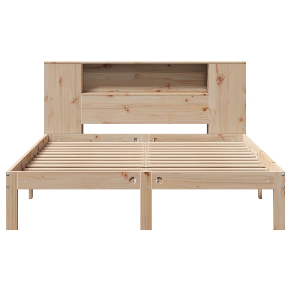 vidaXL Cama con estantería sin colchón madera maciza de pino 135x190cm