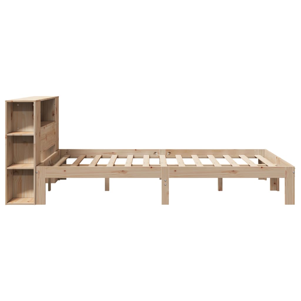 vidaXL Cama con estantería sin colchón madera maciza de pino 135x190cm