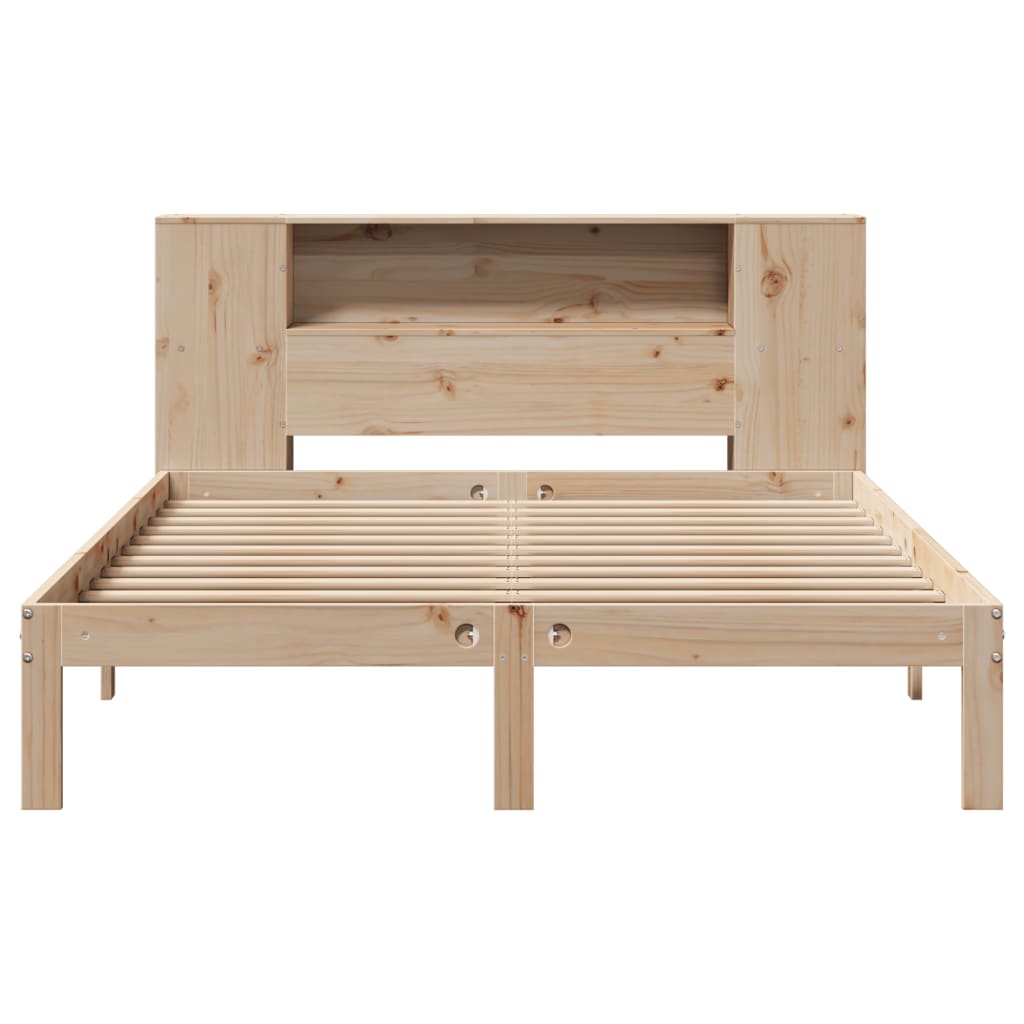 vidaXL Cama con estantería sin colchón madera maciza de pino 140x190cm