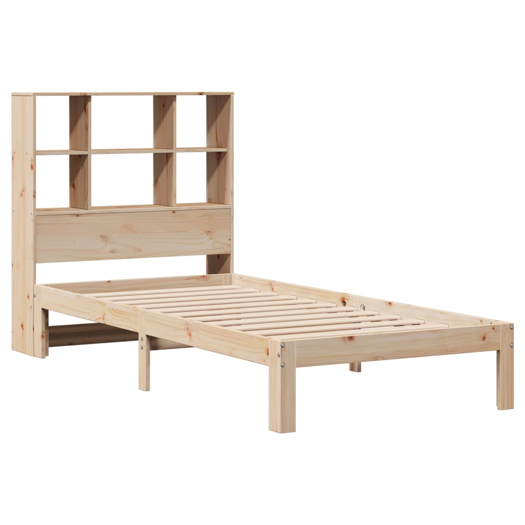 vidaXL Cama con estantería sin colchón madera maciza de pino 75x190 cm