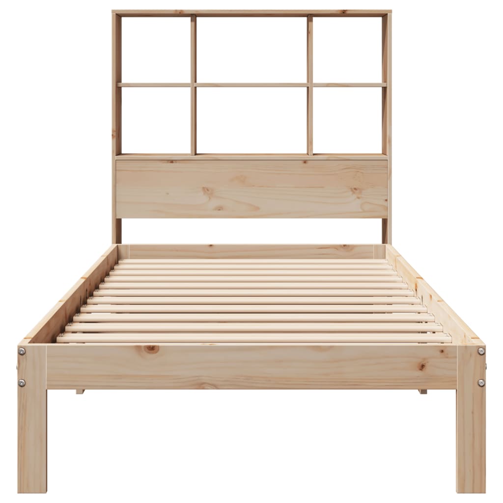 vidaXL Cama con estantería sin colchón madera maciza de pino 75x190 cm