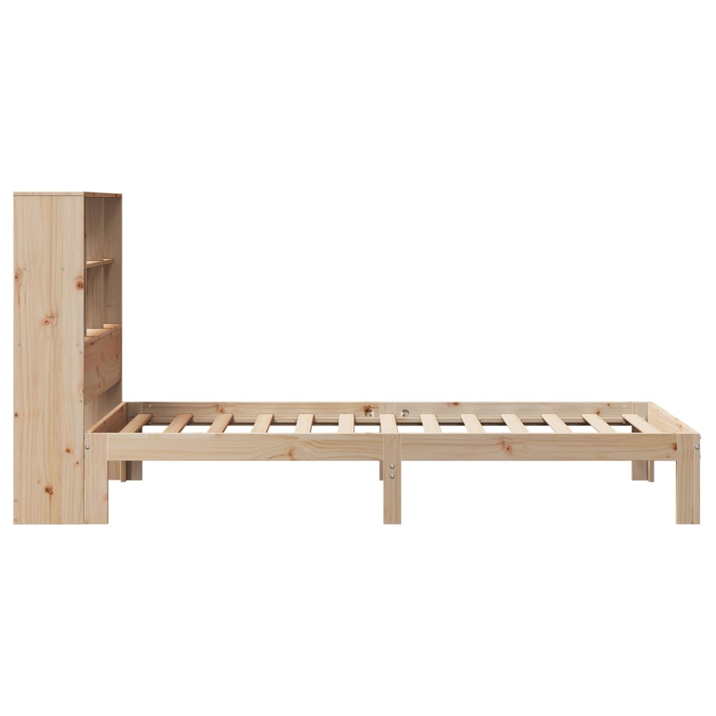 vidaXL Cama con estantería sin colchón madera maciza de pino 75x190 cm