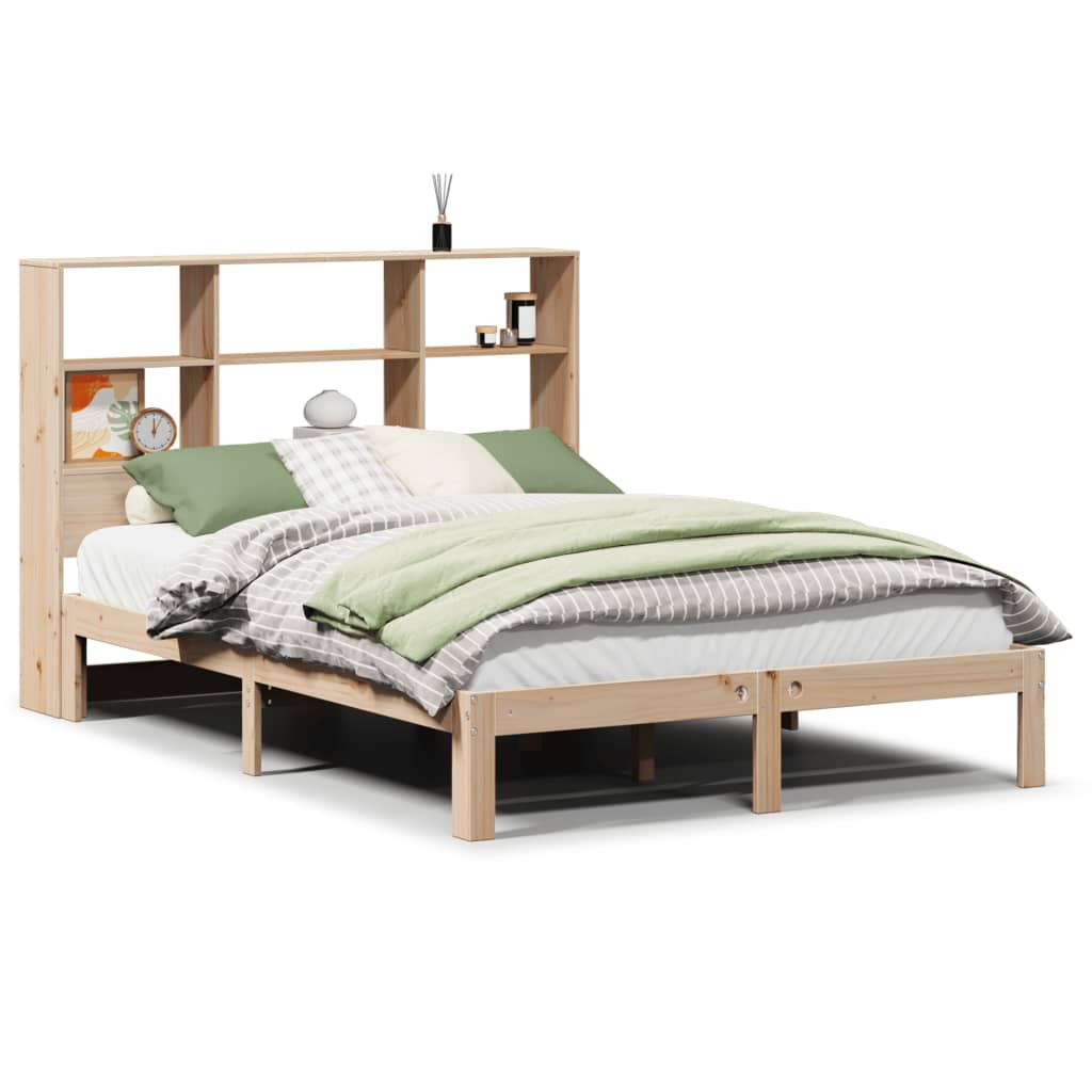 vidaXL Cama con estantería sin colchón madera maciza de pino 120x190cm