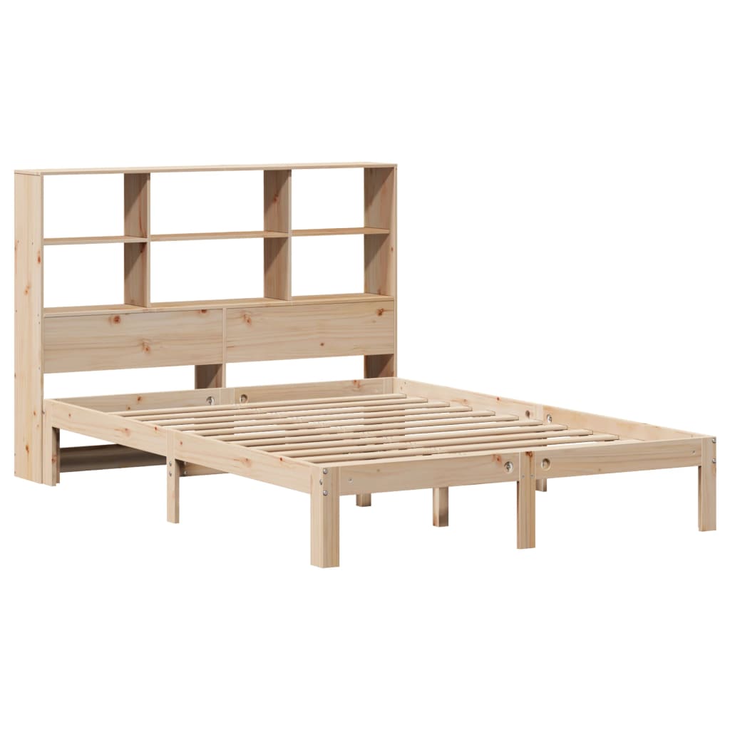 vidaXL Cama con estantería sin colchón madera maciza de pino 120x190cm