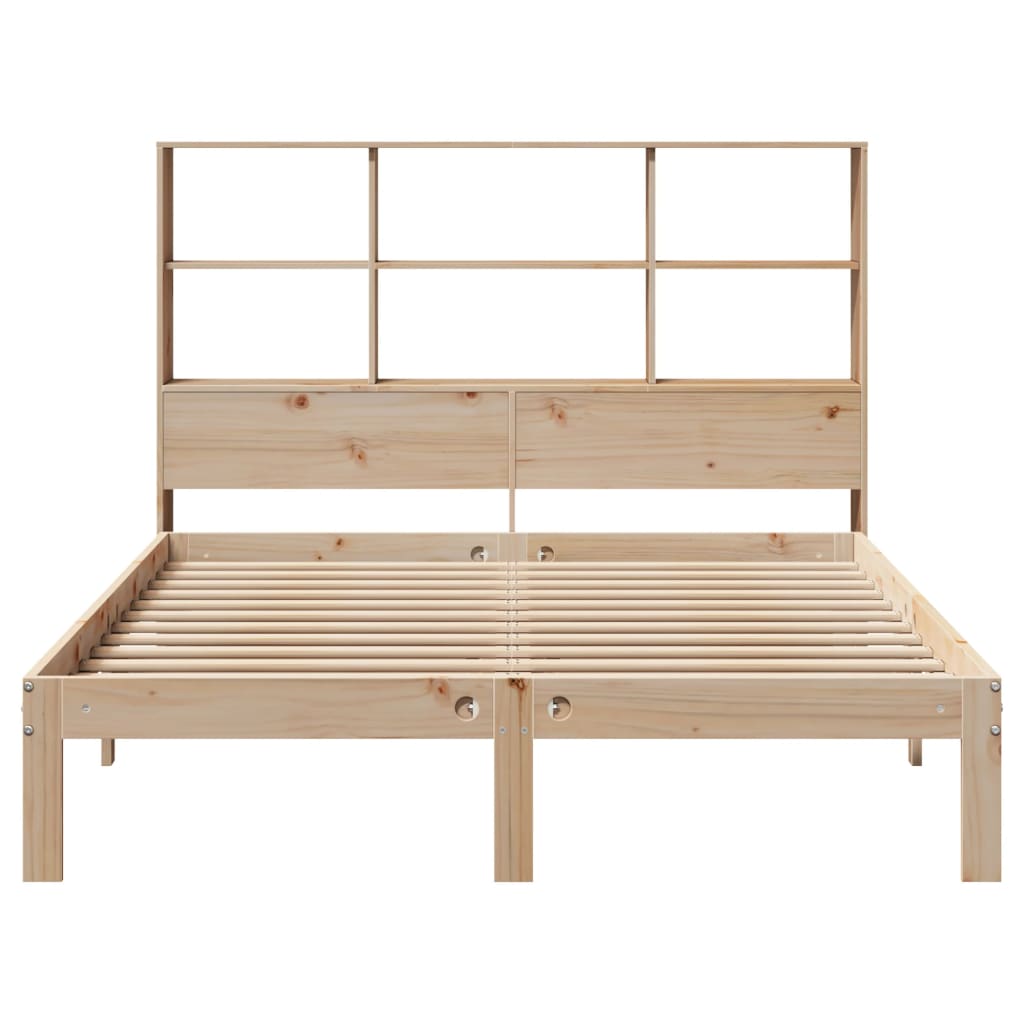 vidaXL Cama con estantería sin colchón madera maciza de pino 140x190cm