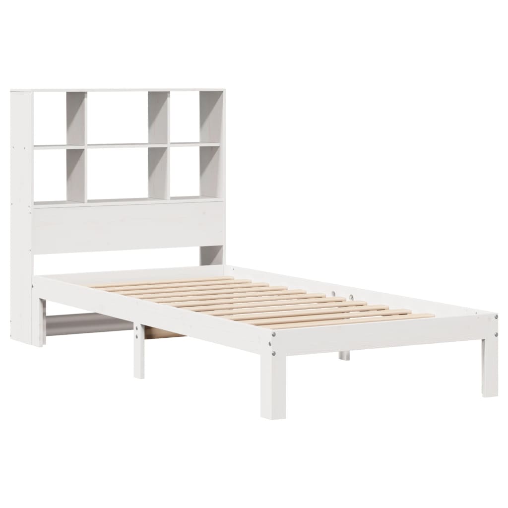 vidaXL Cama con estantería sin colchón madera maciza blanca 100x200 cm