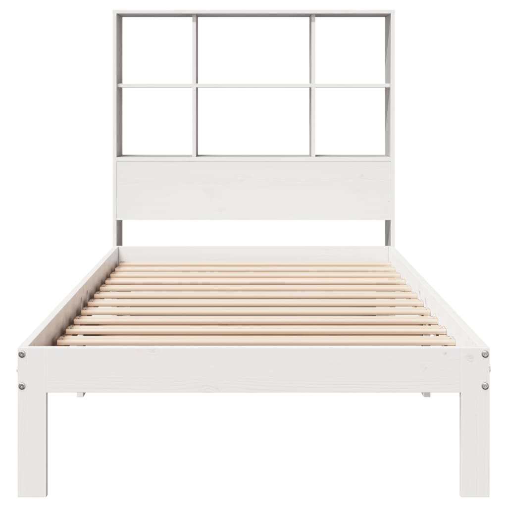 vidaXL Cama con estantería sin colchón madera maciza blanca 100x200 cm