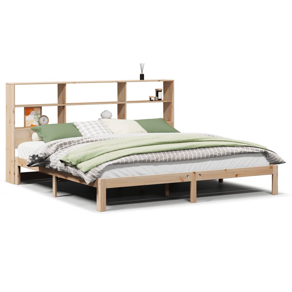 vidaXL Cama con estantería sin colchón madera maciza de pino 180x200cm