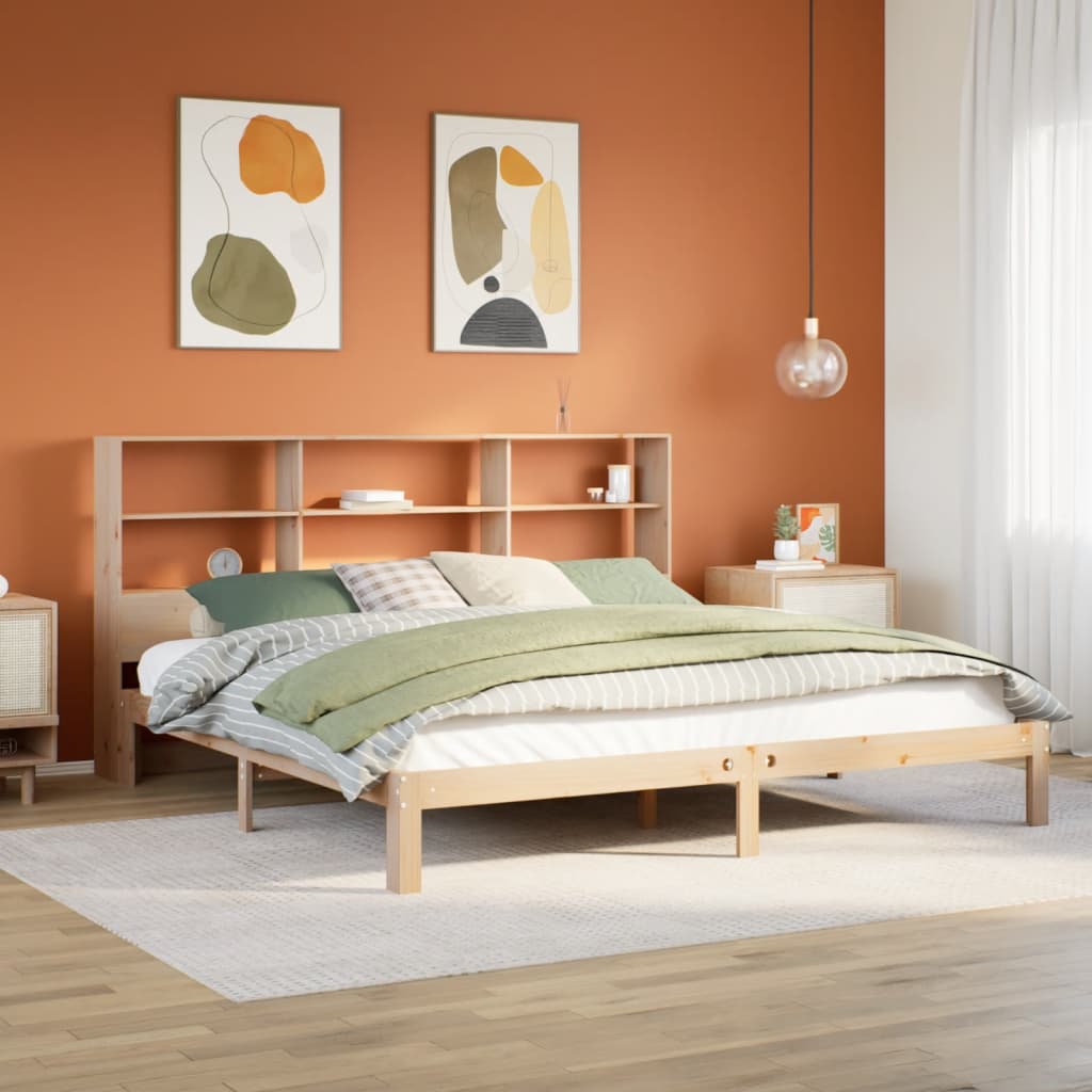 vidaXL Cama con estantería sin colchón madera maciza de pino 180x200cm