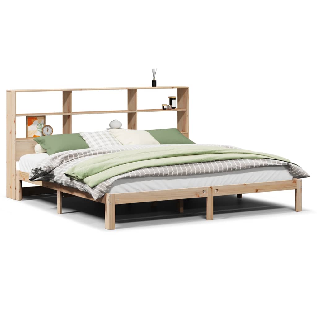 vidaXL Cama con estantería sin colchón madera maciza de pino 200x200cm