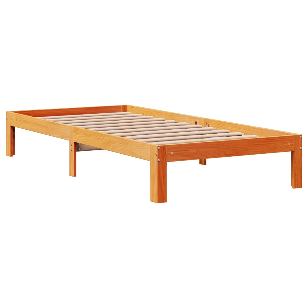 vidaXL Sofá con estantería sin colchón madera maciza marrón 90x200 cm