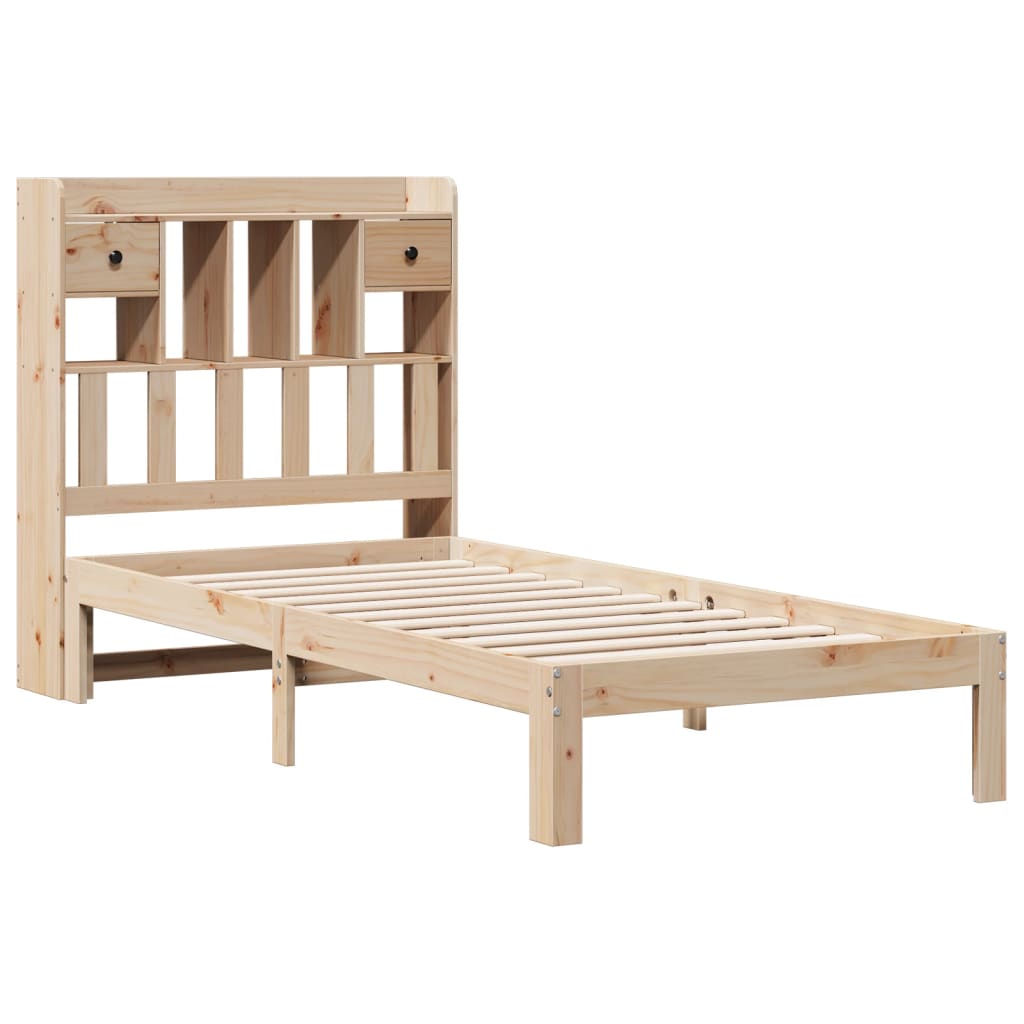 vidaXL Cama con estantería sin colchón madera maciza de pino 75x190 cm