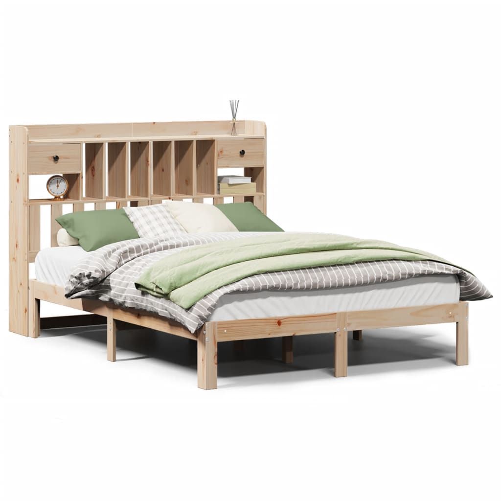 vidaXL Cama con estantería sin colchón madera maciza de pino 120x190cm