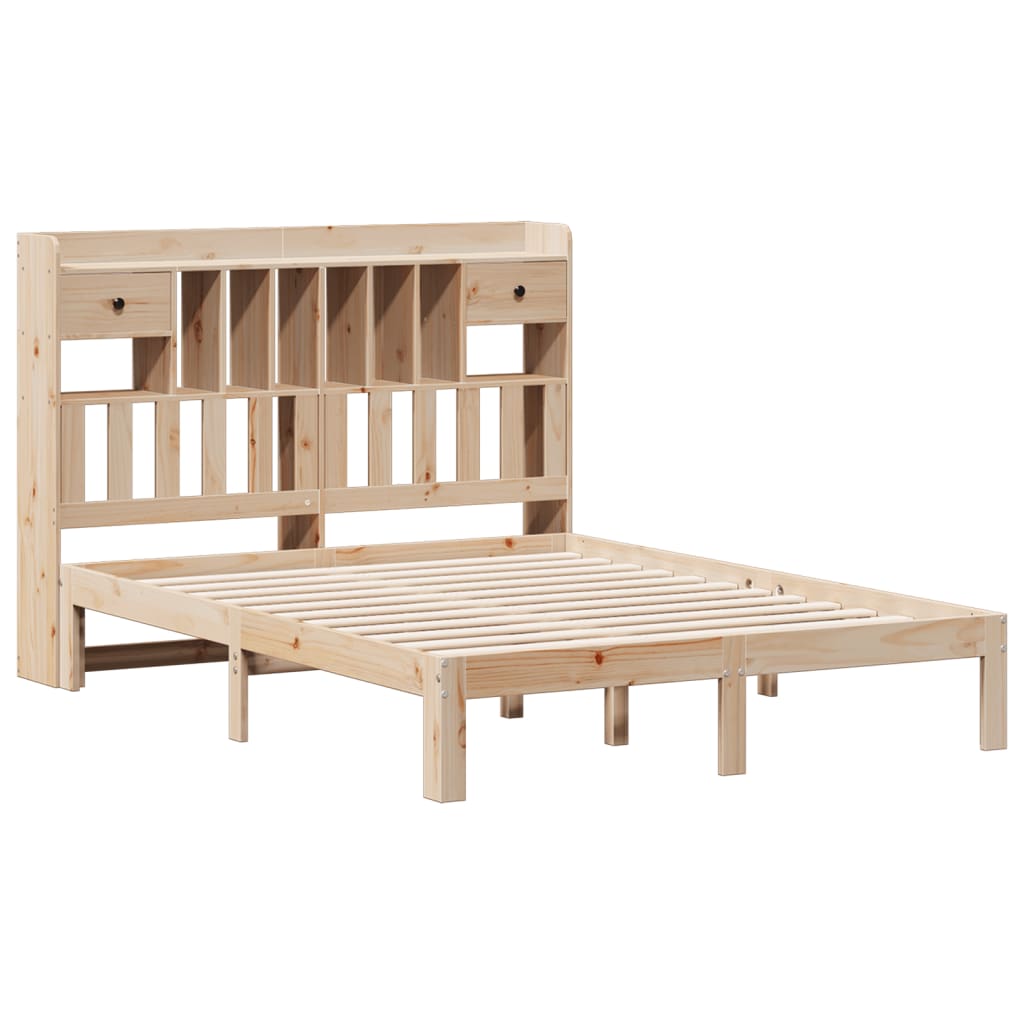 vidaXL Cama con estantería sin colchón madera maciza de pino 120x190cm