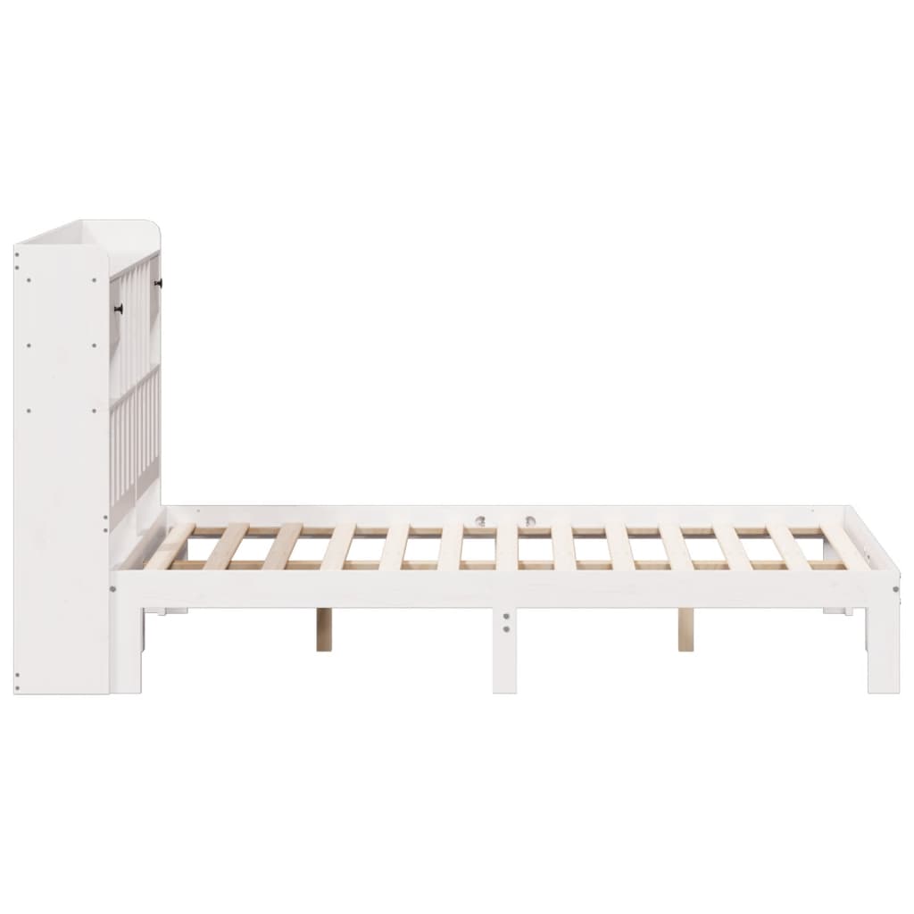 vidaXL Cama con estantería sin colchón madera maciza blanca 140x190 cm