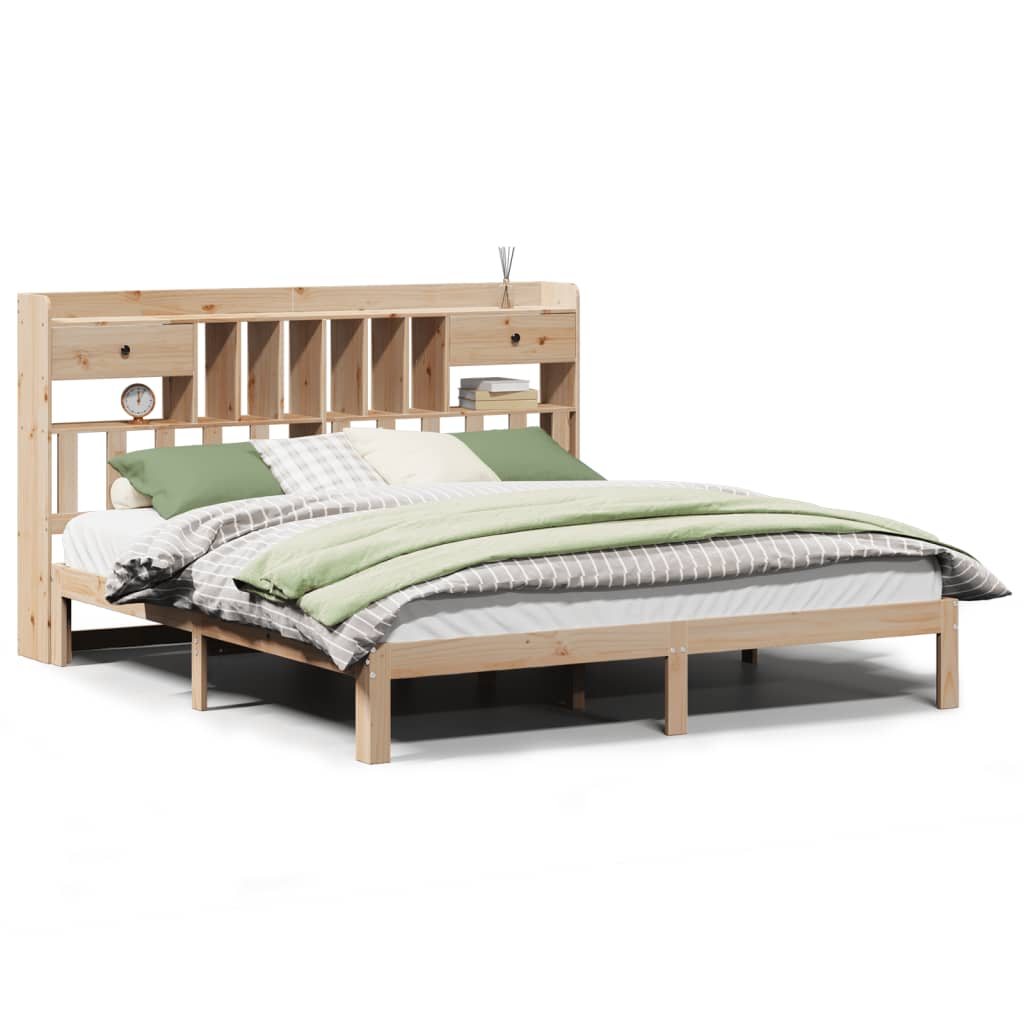 vidaXL Cama con estantería sin colchón madera maciza de pino 180x200cm