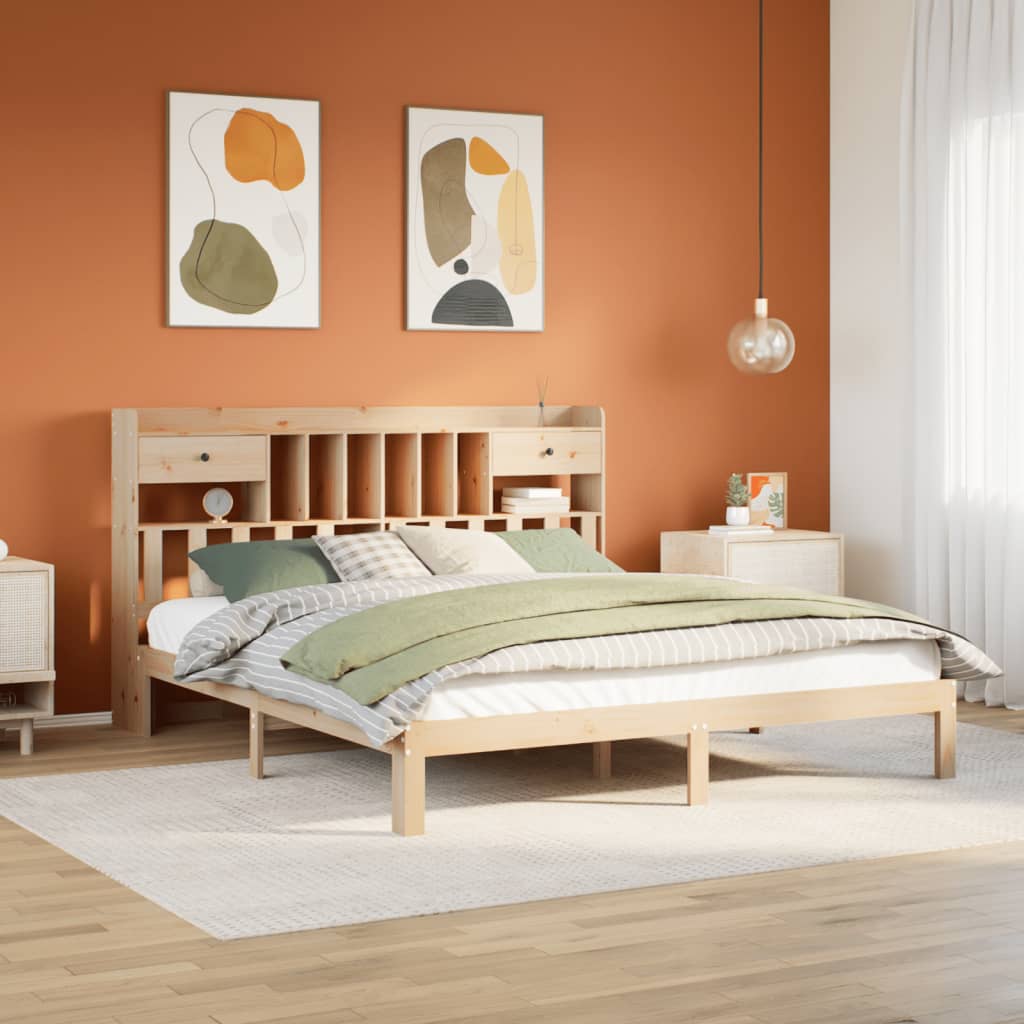 vidaXL Cama con estantería sin colchón madera maciza de pino 180x200cm