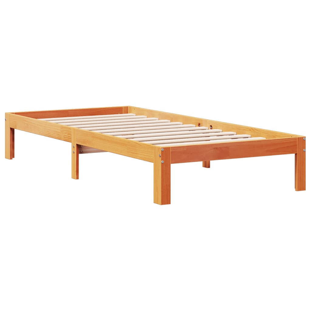 vidaXL Sofá con estantería sin colchón madera maciza marrón 90x200 cm