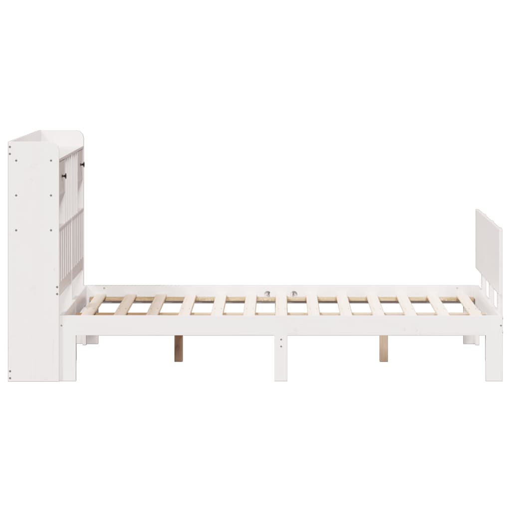 vidaXL Cama con estantería sin colchón madera maciza blanca 120x190 cm