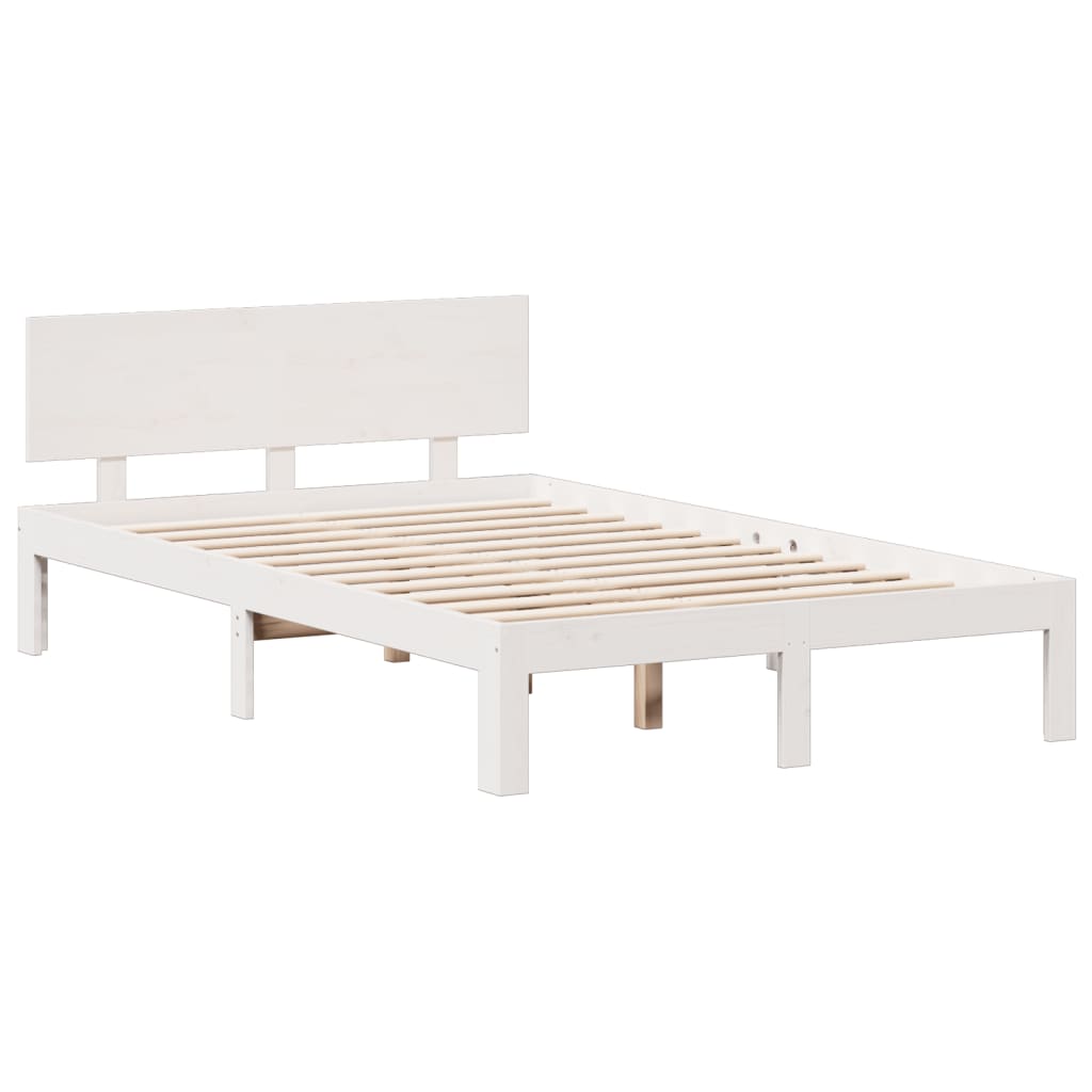 vidaXL Cama con estantería sin colchón madera maciza blanca 120x190 cm