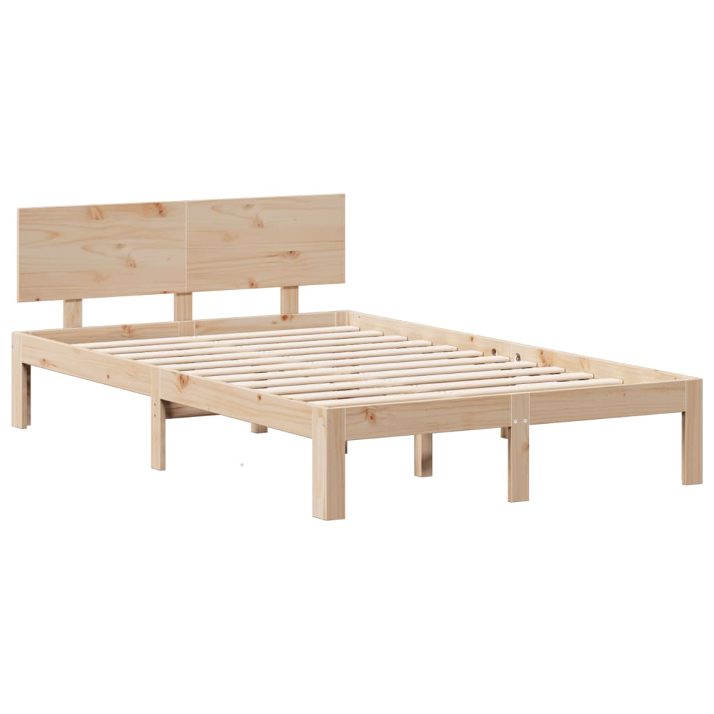 vidaXL Cama con estantería sin colchón madera maciza de pino 135x190cm