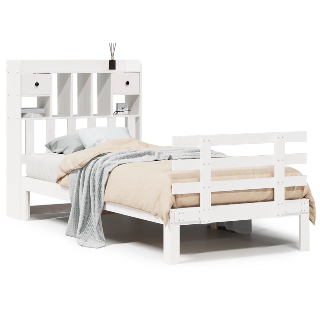 vidaXL Cama con estantería sin colchón madera maciza de pino 90x190 cm