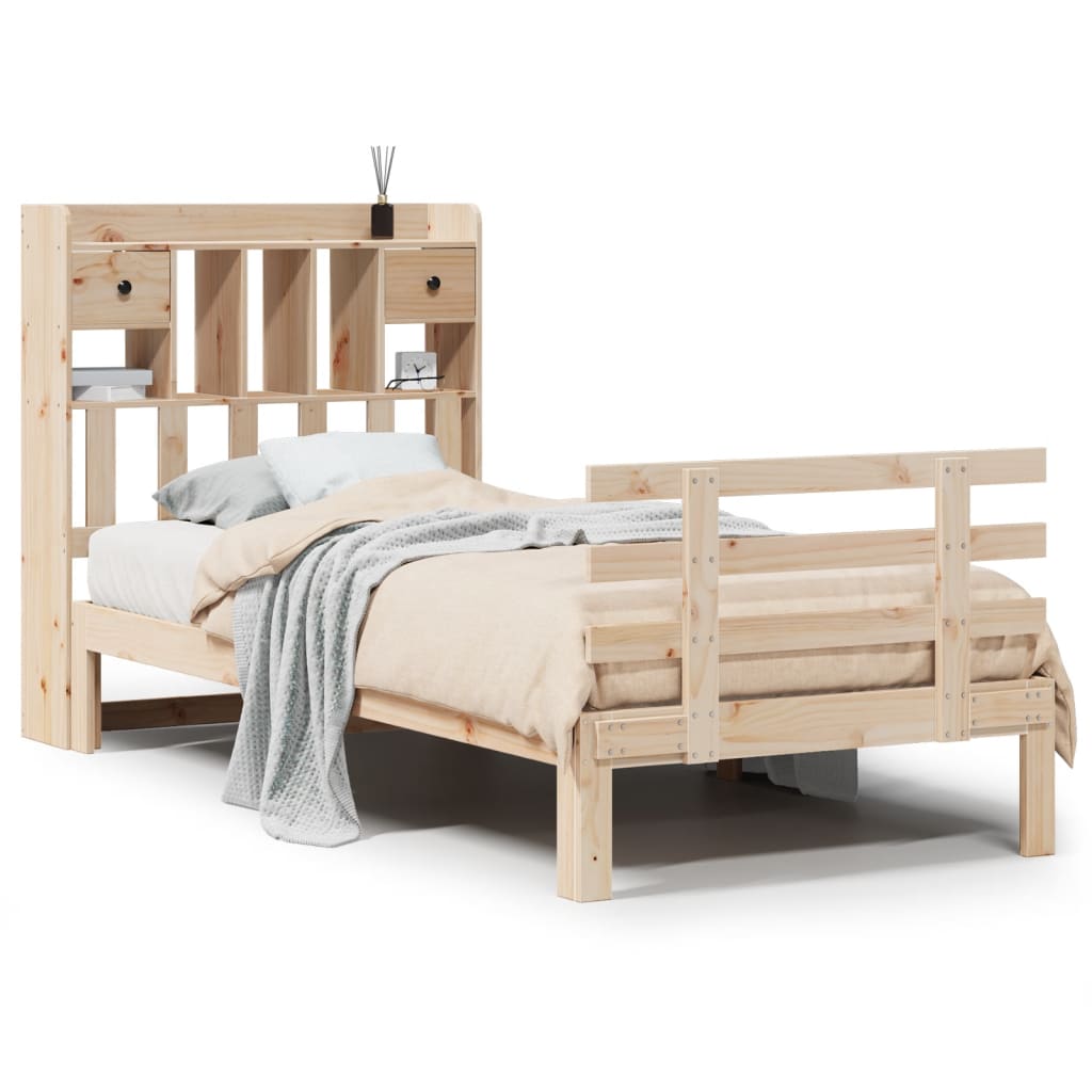 vidaXL Cama con estantería sin colchón madera maciza de pino 90x200 cm