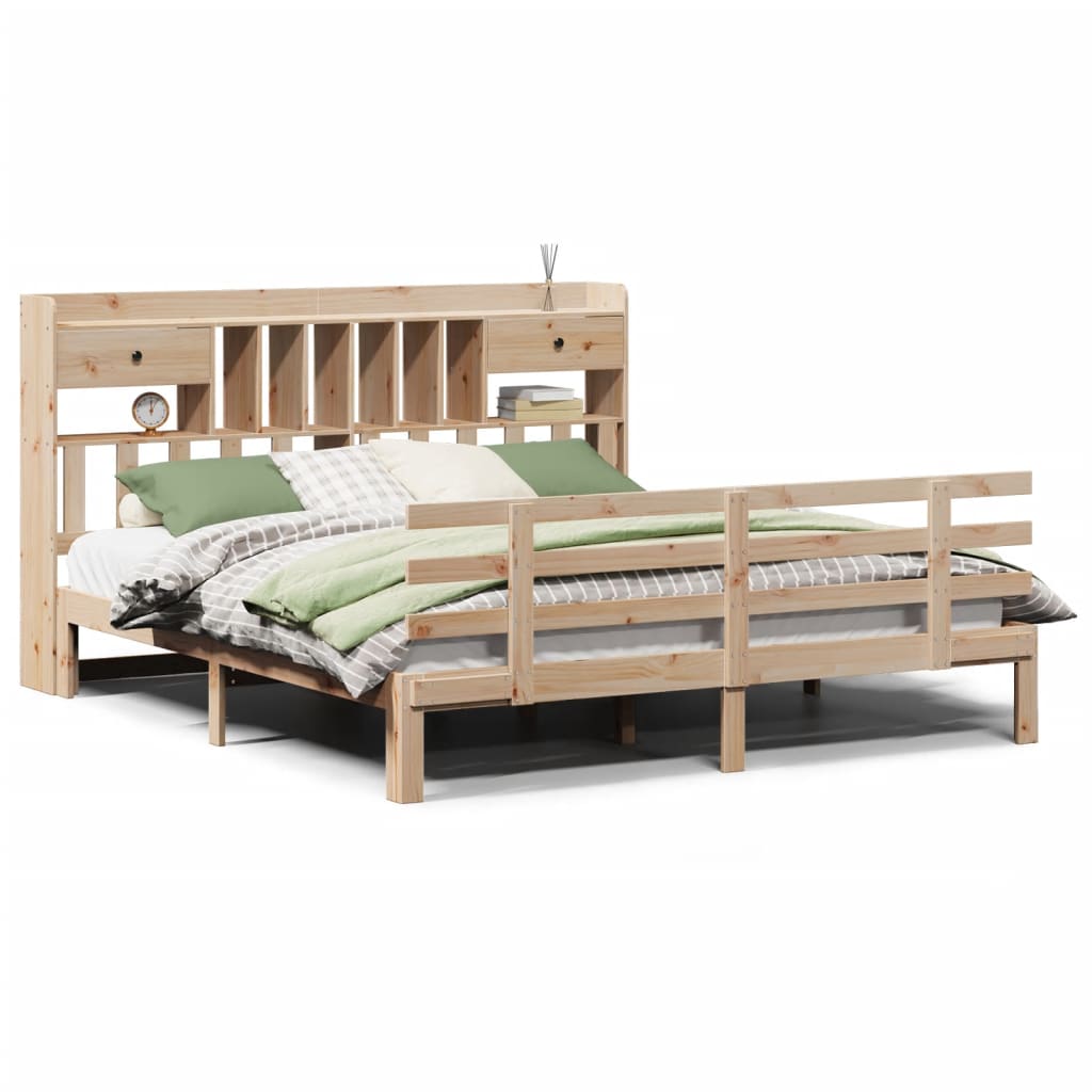 vidaXL Cama con estantería sin colchón madera maciza de pino 180x200cm