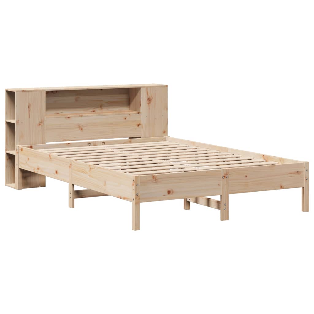 vidaXL Cama con estantería sin colchón madera maciza de pino 140x190cm