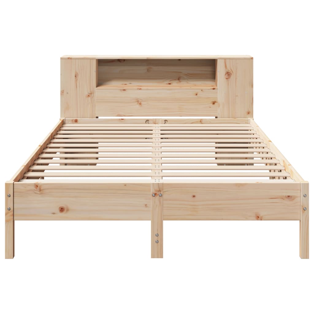 vidaXL Cama con estantería sin colchón madera maciza de pino 140x190cm