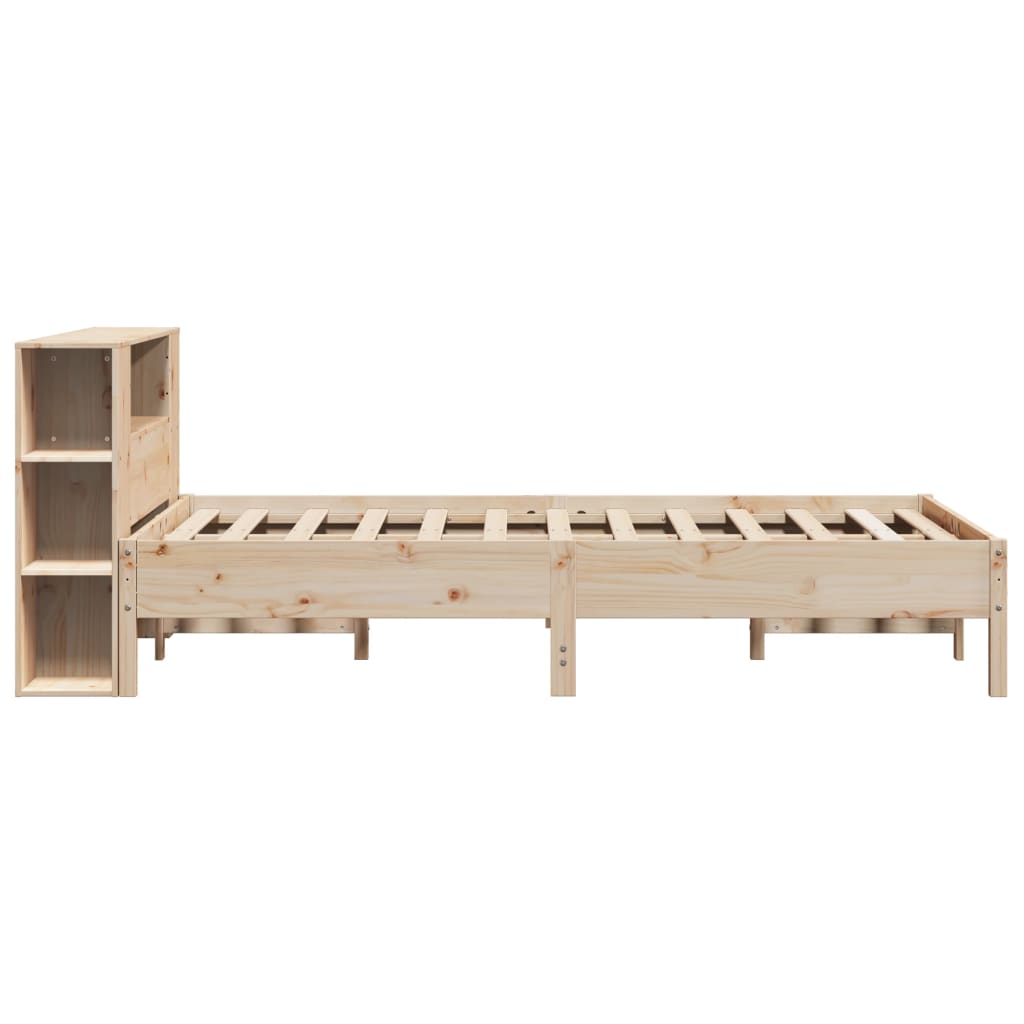 vidaXL Cama con estantería sin colchón madera maciza de pino 140x190cm