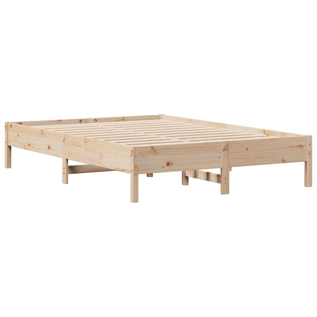 vidaXL Cama con estantería sin colchón madera maciza de pino 140x190cm