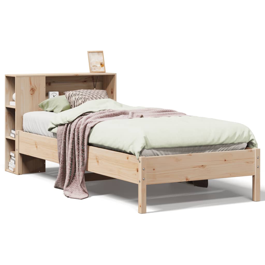 vidaXL Cama con estantería sin colchón madera maciza de pino 100x200cm