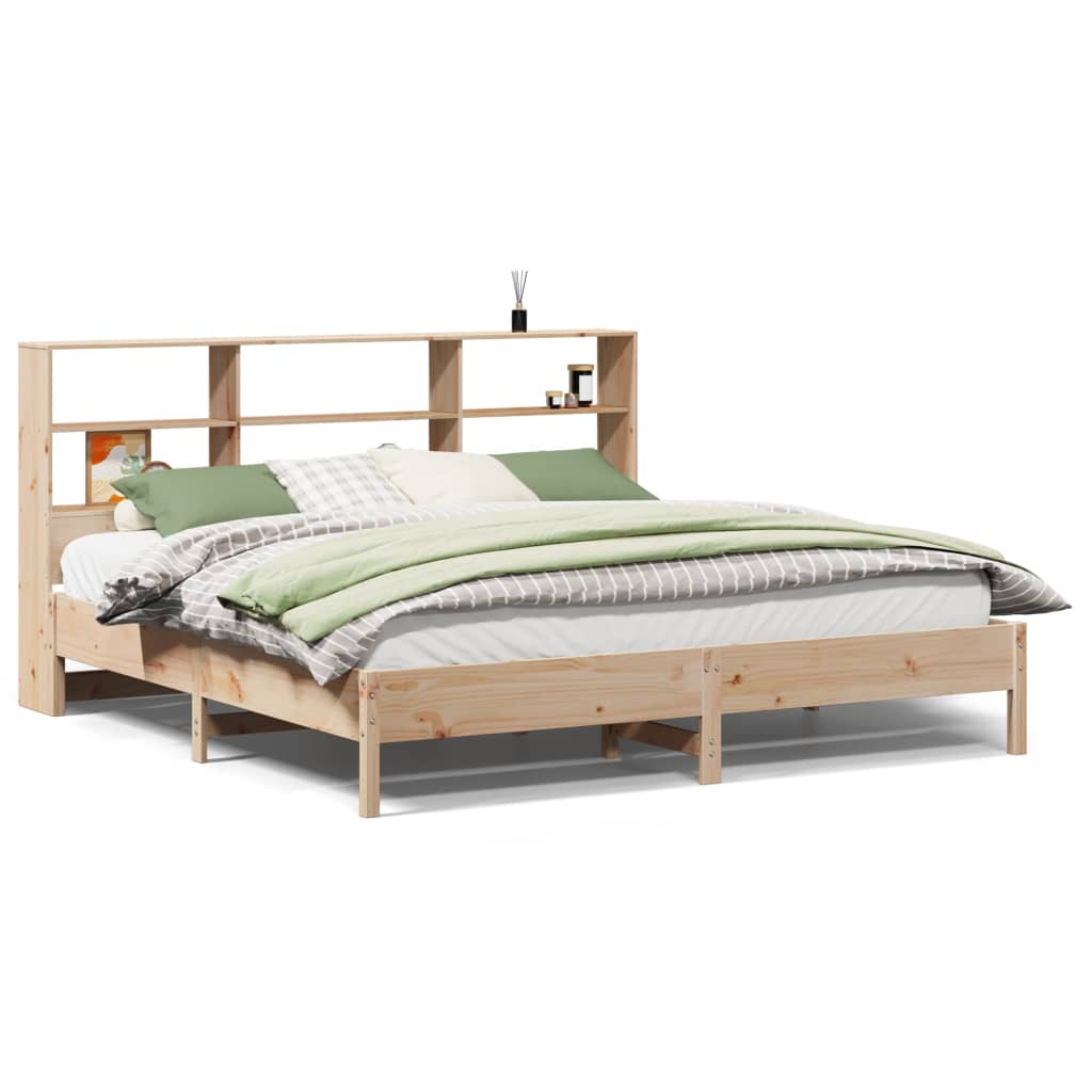 vidaXL Cama con estantería sin colchón madera maciza de pino 180x200cm