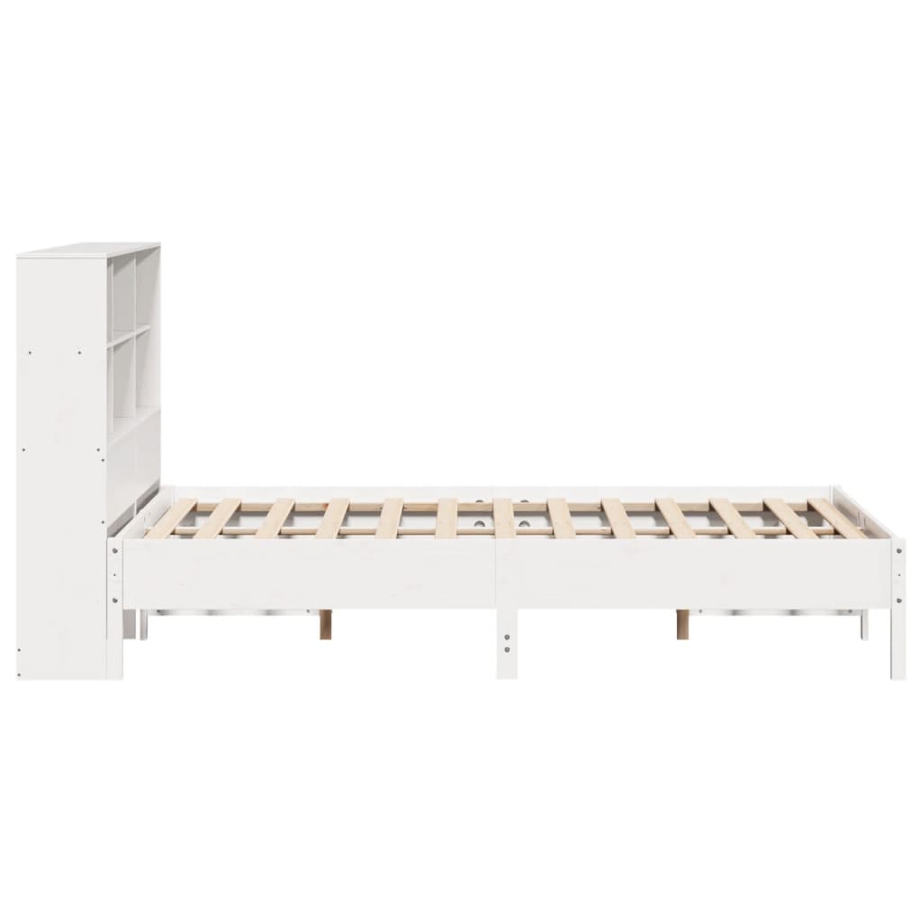 vidaXL Cama con estantería sin colchón madera maciza blanca 140x200 cm