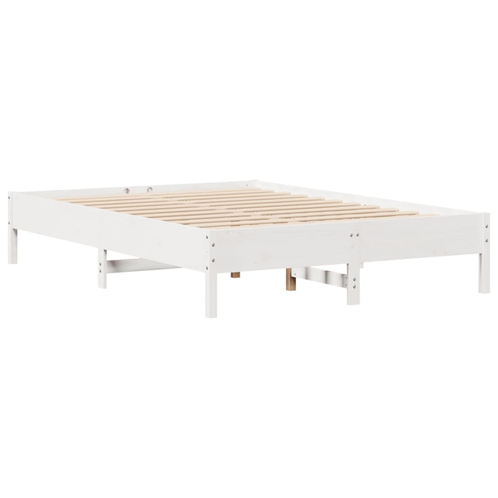 vidaXL Cama con estantería sin colchón madera maciza blanca 140x200 cm