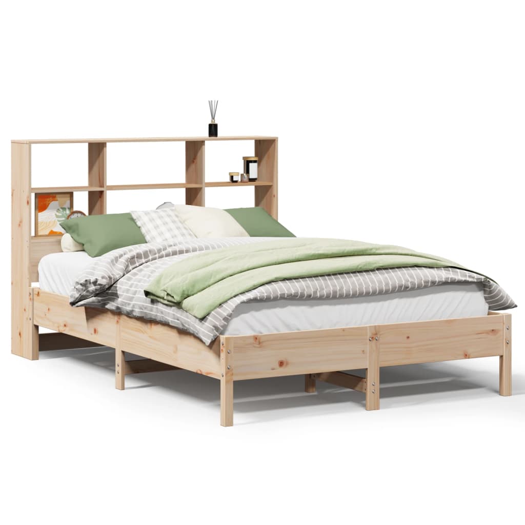 vidaXL Cama con estantería sin colchón madera maciza de pino 120x200cm