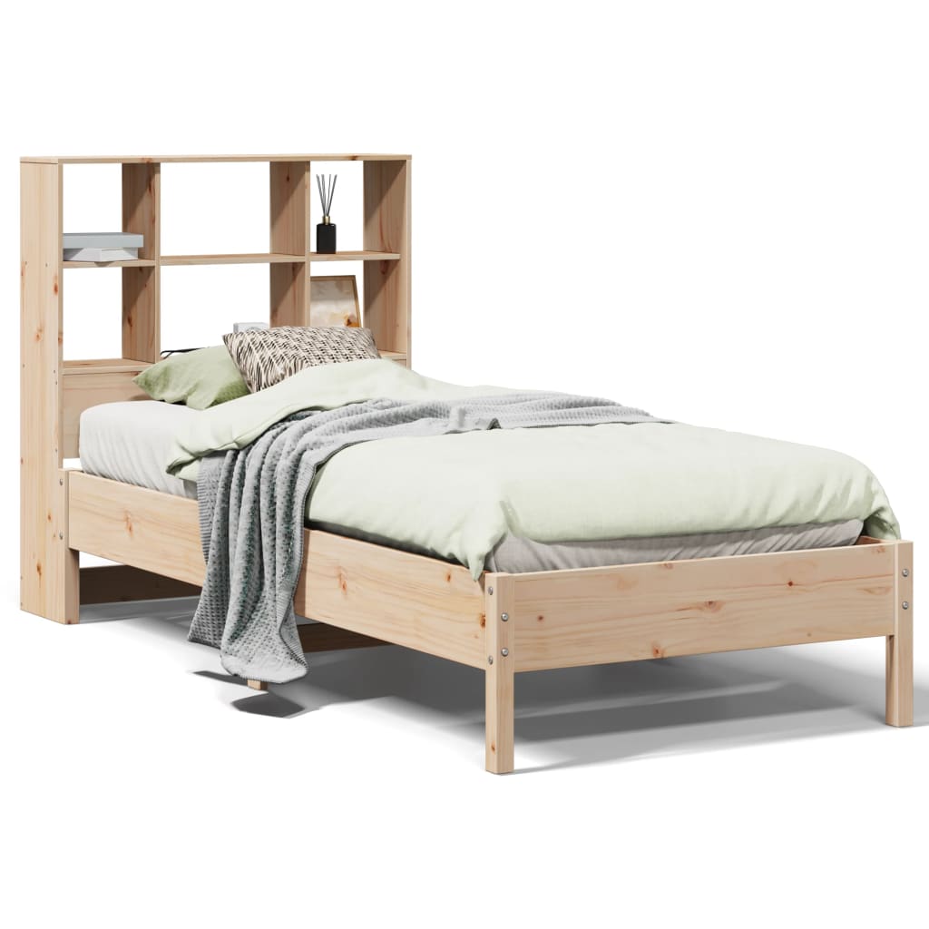 vidaXL Cama con estantería sin colchón madera maciza de pino 100x200cm