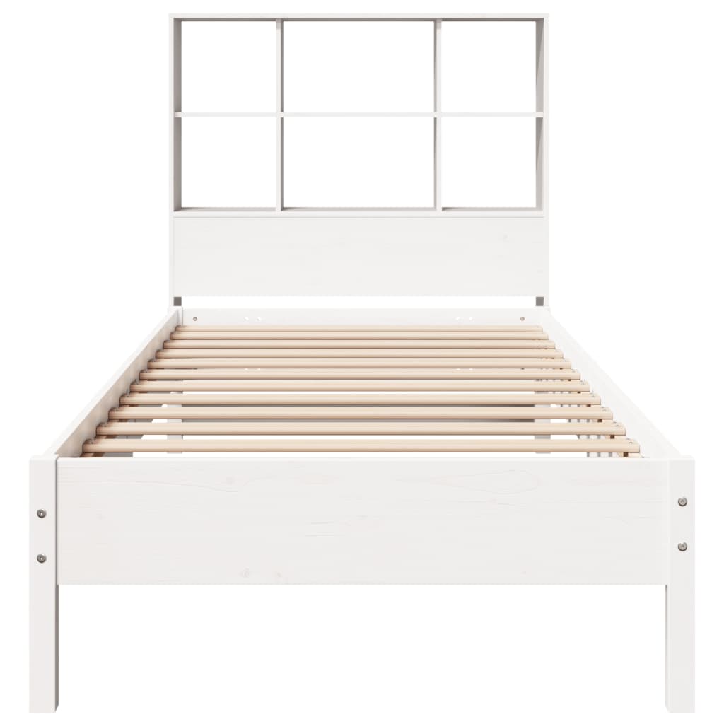 vidaXL Cama con estantería sin colchón madera maciza blanca 100x200 cm