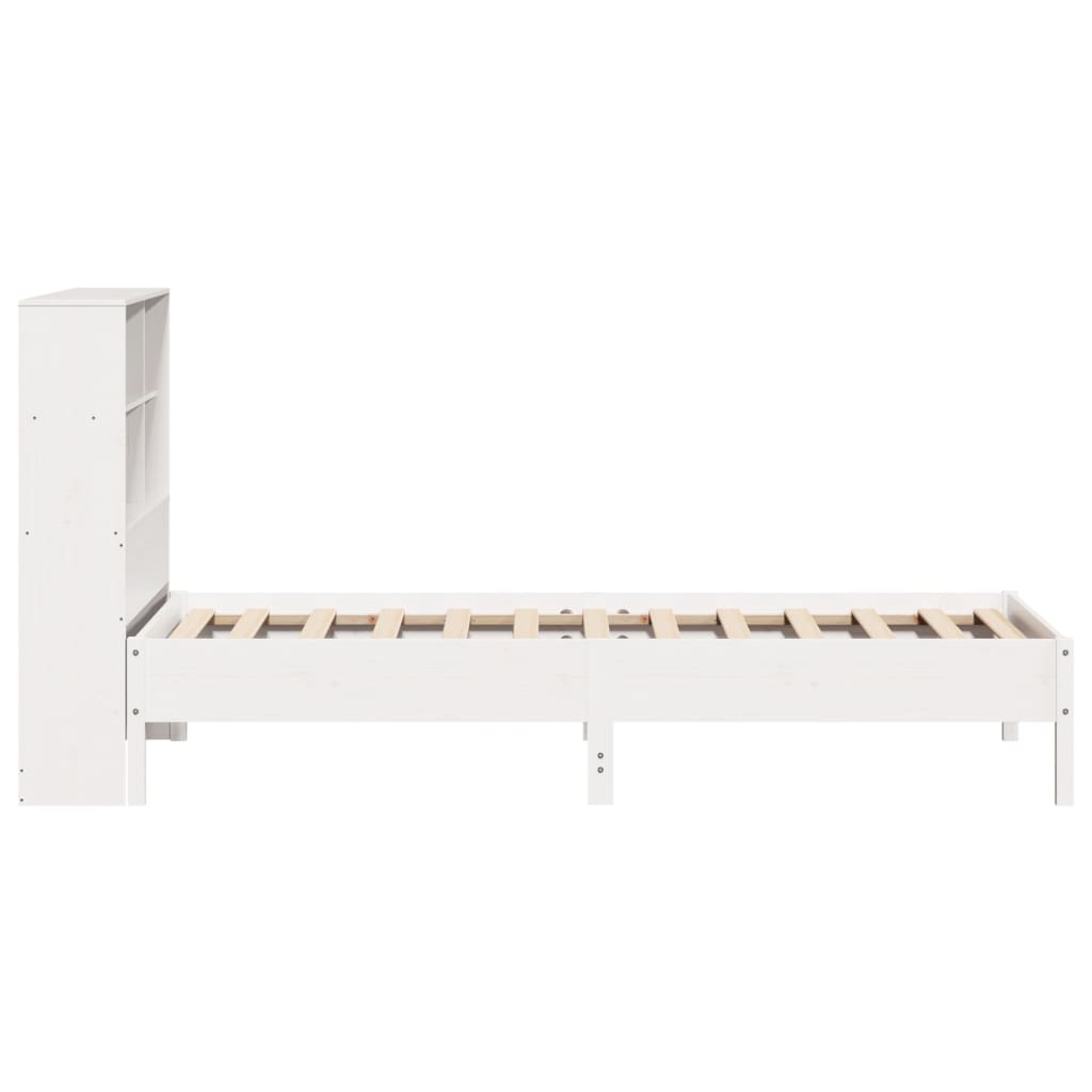 vidaXL Cama con estantería sin colchón madera maciza blanca 100x200 cm