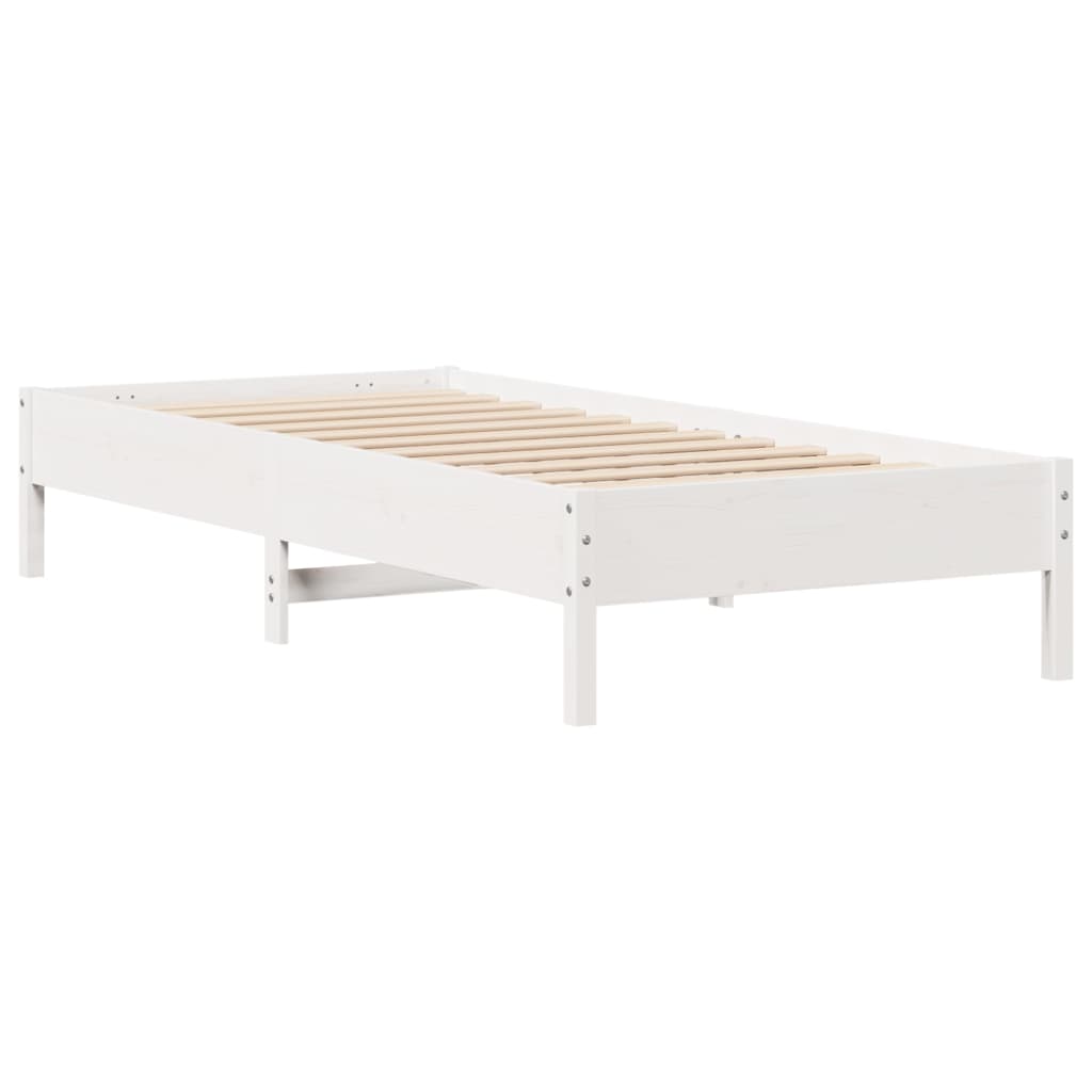 vidaXL Cama con estantería sin colchón madera maciza blanca 100x200 cm