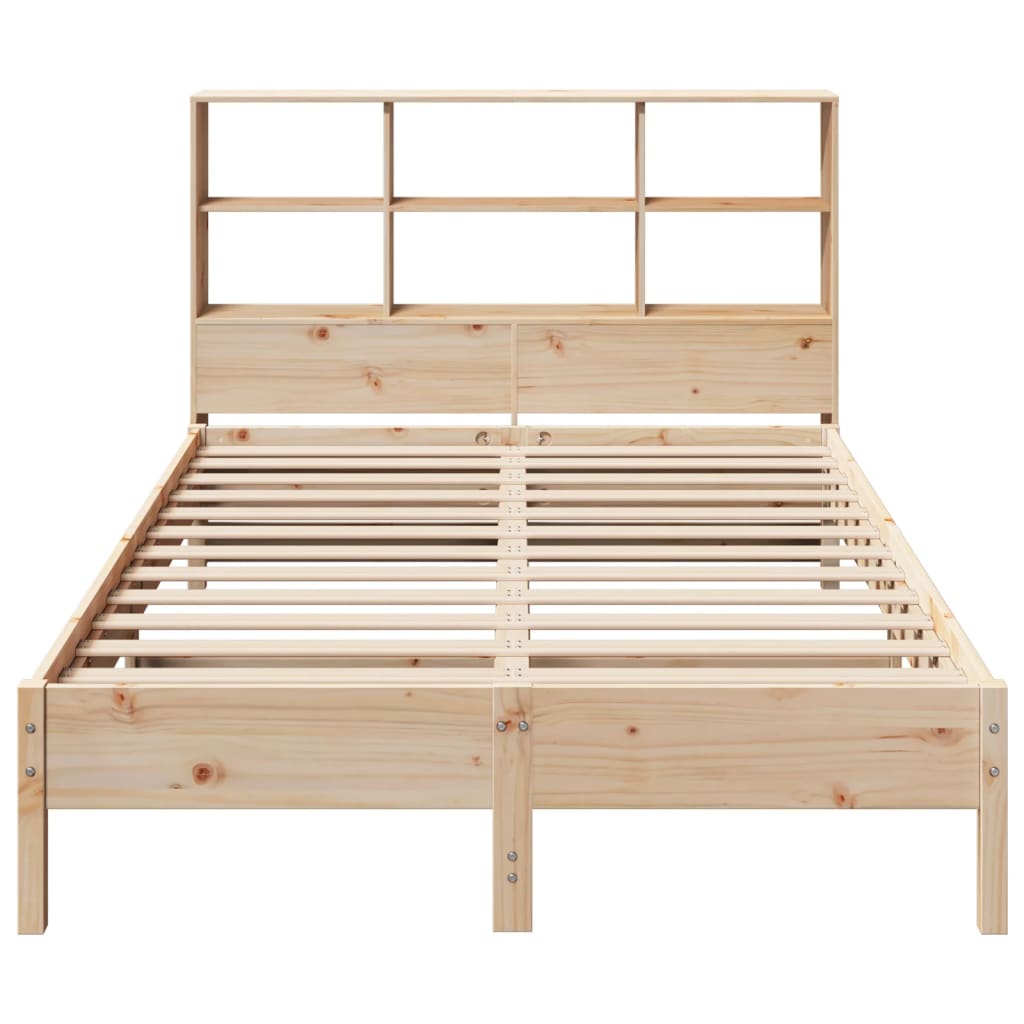 vidaXL Cama con estantería sin colchón madera maciza de pino 140x190cm