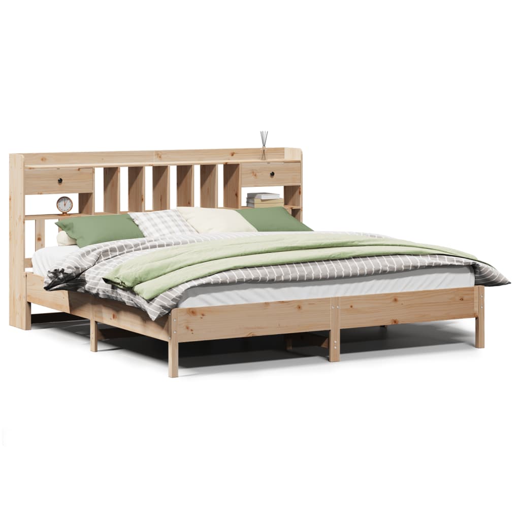 vidaXL Cama con estantería sin colchón madera maciza de pino 180x200cm