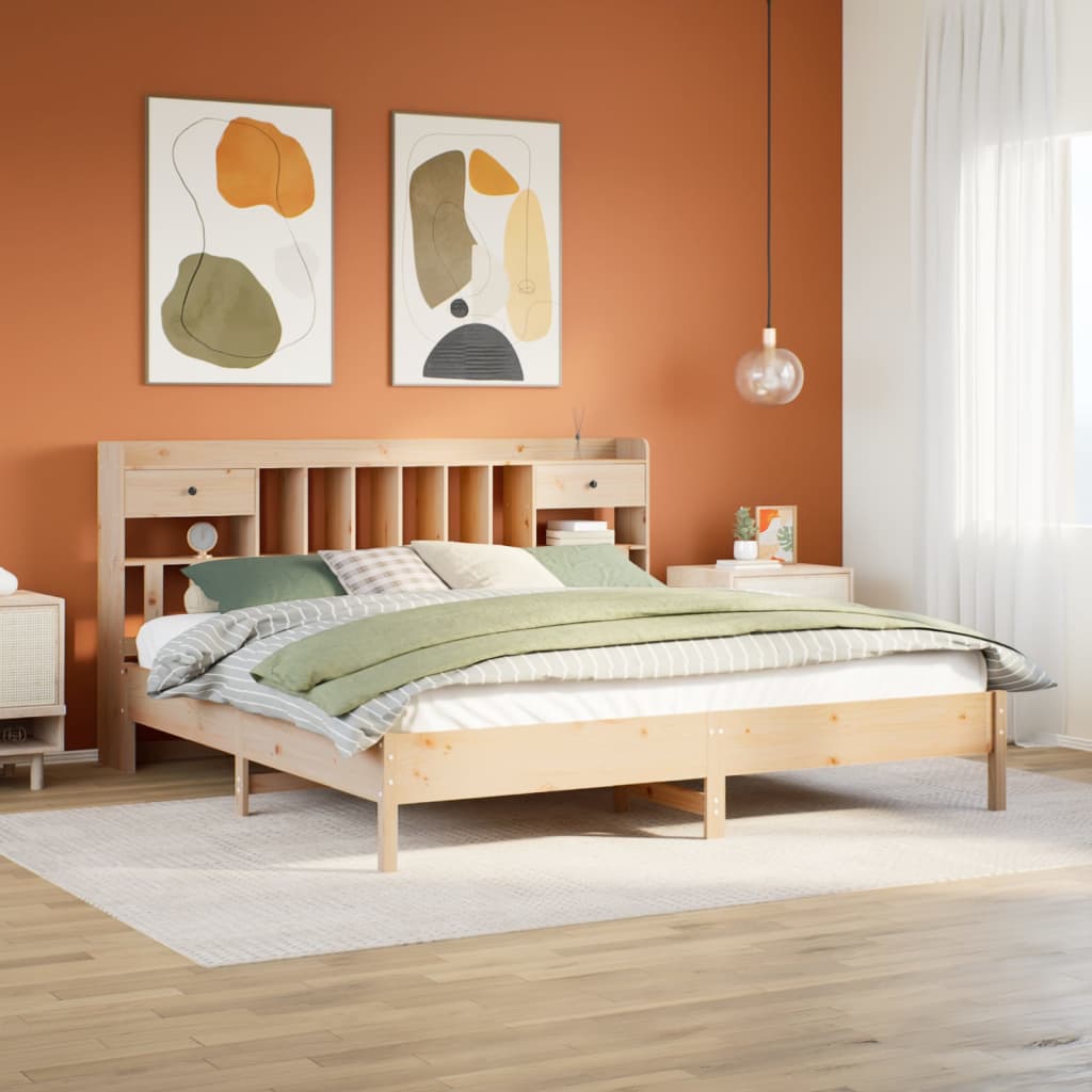 vidaXL Cama con estantería sin colchón madera maciza de pino 180x200cm