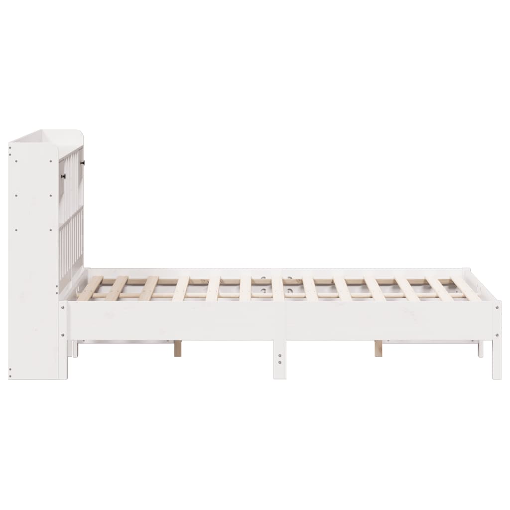 vidaXL Cama con estantería sin colchón madera maciza blanca 140x200 cm